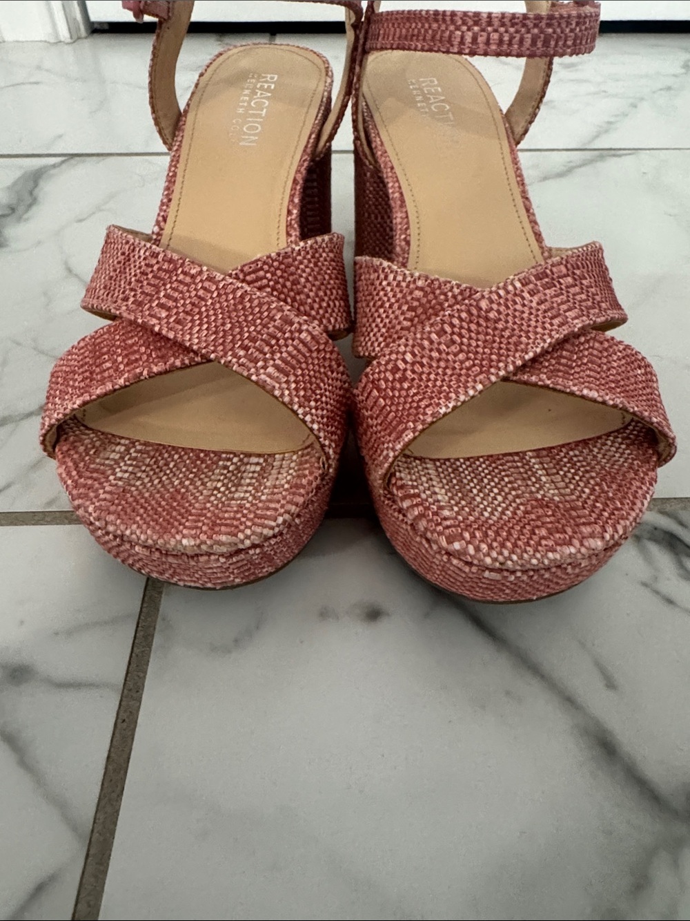 Kenneth Cole Reeva Pink Platform Sandals with Ankle Strap Sz 7 - Picture 3 of 5